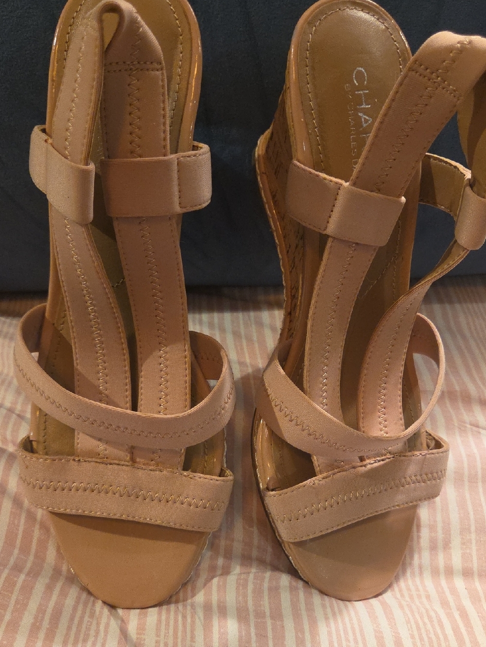 Classy! Charles By Charles David Diffusion Line Nudeass Wedge Sandals Sz 7.5